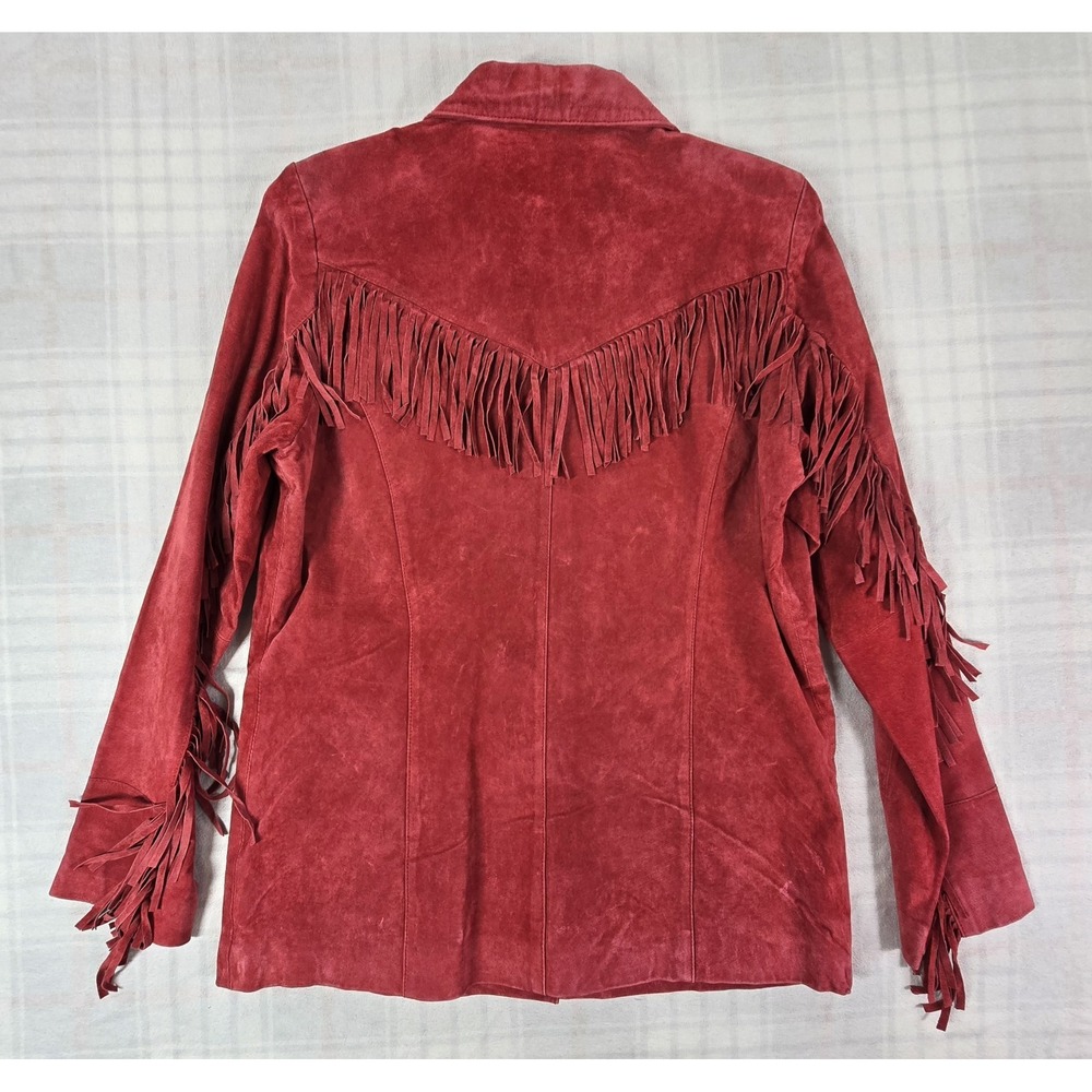 Denim&Co Red Suede Fringe Jacket - Picture 3 of 14